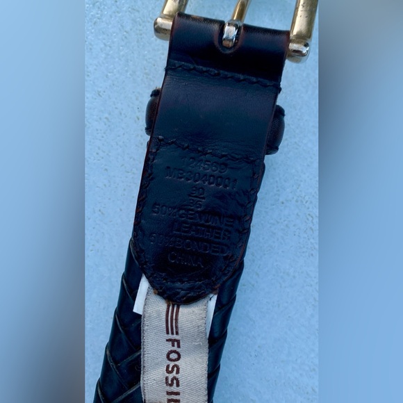 Fossil Men's Black Braided Leather Belt  Size 36 - Picture 10 of 12